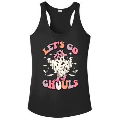 Funny Let’S Go Ghouls Halloween Retro Spooky Cow Great Gift Ladies PosiCharge Competitor Racerback Tank