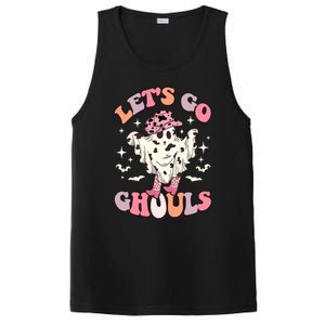 Funny Let’S Go Ghouls Halloween Retro Spooky Cow Great Gift PosiCharge Competitor Tank