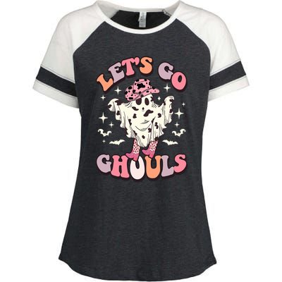 Funny Let’S Go Ghouls Halloween Retro Spooky Cow Great Gift Enza Ladies Jersey Colorblock Tee