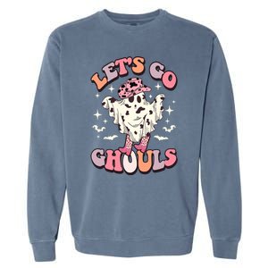 Funny Let’S Go Ghouls Halloween Retro Spooky Cow Great Gift Garment-Dyed Sweatshirt