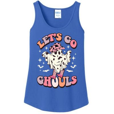 Funny Let’S Go Ghouls Halloween Retro Spooky Cow Great Gift Ladies Essential Tank