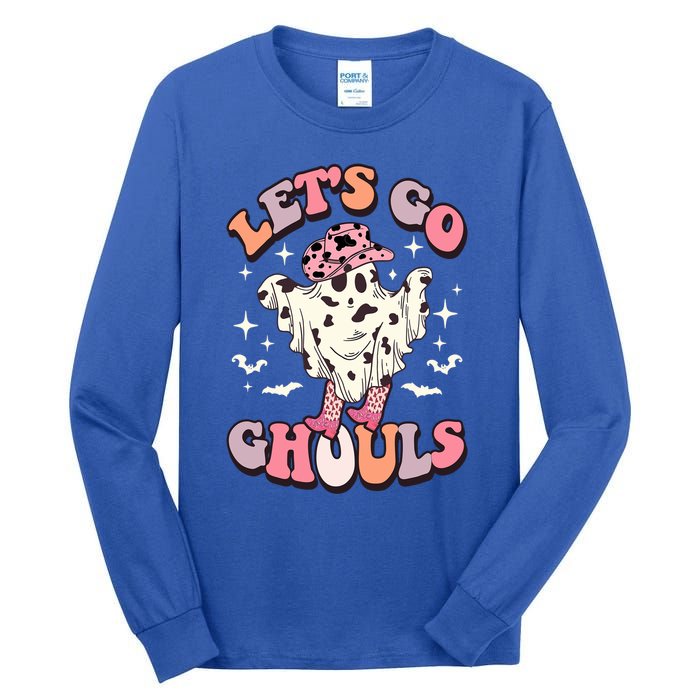 Funny Let’S Go Ghouls Halloween Retro Spooky Cow Great Gift Tall Long Sleeve T-Shirt