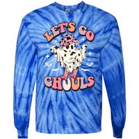 Funny Let’S Go Ghouls Halloween Retro Spooky Cow Great Gift Tie-Dye Long Sleeve Shirt