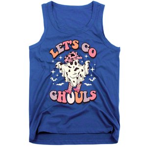 Funny Let’S Go Ghouls Halloween Retro Spooky Cow Great Gift Tank Top