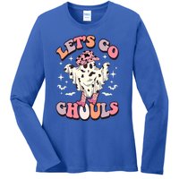 Funny Let’S Go Ghouls Halloween Retro Spooky Cow Great Gift Ladies Long Sleeve Shirt