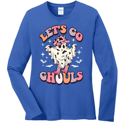 Funny Let’S Go Ghouls Halloween Retro Spooky Cow Great Gift Ladies Long Sleeve Shirt