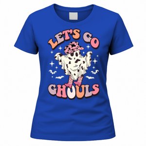 Funny Let’S Go Ghouls Halloween Retro Spooky Cow Great Gift Women's T-Shirt