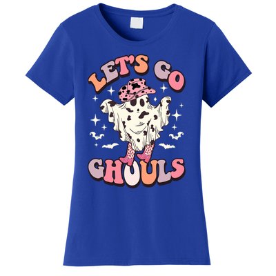 Funny Let’S Go Ghouls Halloween Retro Spooky Cow Great Gift Women's T-Shirt