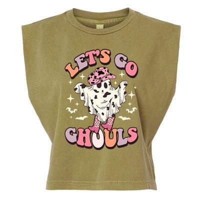 Funny Let’S Go Ghouls Halloween Retro Spooky Cow Great Gift Garment-Dyed Women's Muscle Tee