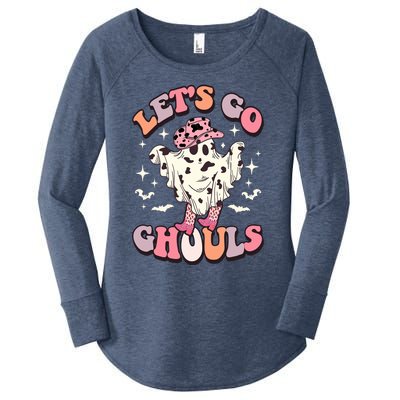 Funny Let’S Go Ghouls Halloween Retro Spooky Cow Great Gift Women's Perfect Tri Tunic Long Sleeve Shirt