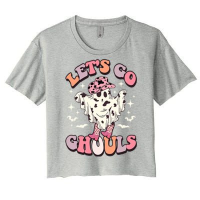 Funny Let’S Go Ghouls Halloween Retro Spooky Cow Great Gift Women's Crop Top Tee