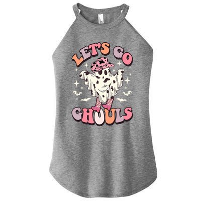 Funny Let’S Go Ghouls Halloween Retro Spooky Cow Great Gift Women's Perfect Tri Rocker Tank