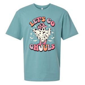 Funny Let’S Go Ghouls Halloween Retro Spooky Cow Great Gift Sueded Cloud Jersey T-Shirt