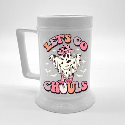 Funny Let’S Go Ghouls Halloween Retro Spooky Cow Great Gift Beer Stein