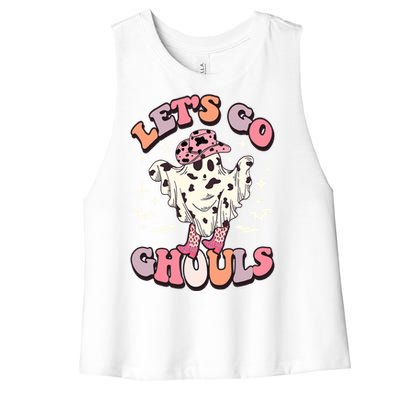 Funny Let’S Go Ghouls Halloween Retro Spooky Cow Great Gift Women's Racerback Cropped Tank