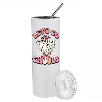 Funny Let’S Go Ghouls Halloween Retro Spooky Cow Great Gift Stainless Steel Tumbler