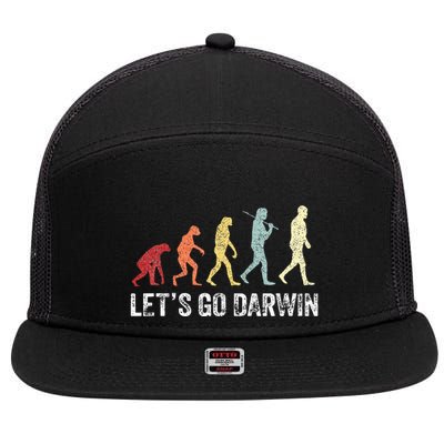 Funny LetS Go Darwin Charles Darwin Quote Evolution 7 Panel Mesh Trucker Snapback Hat