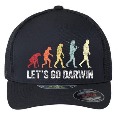 Funny LetS Go Darwin Charles Darwin Quote Evolution Flexfit Unipanel Trucker Cap