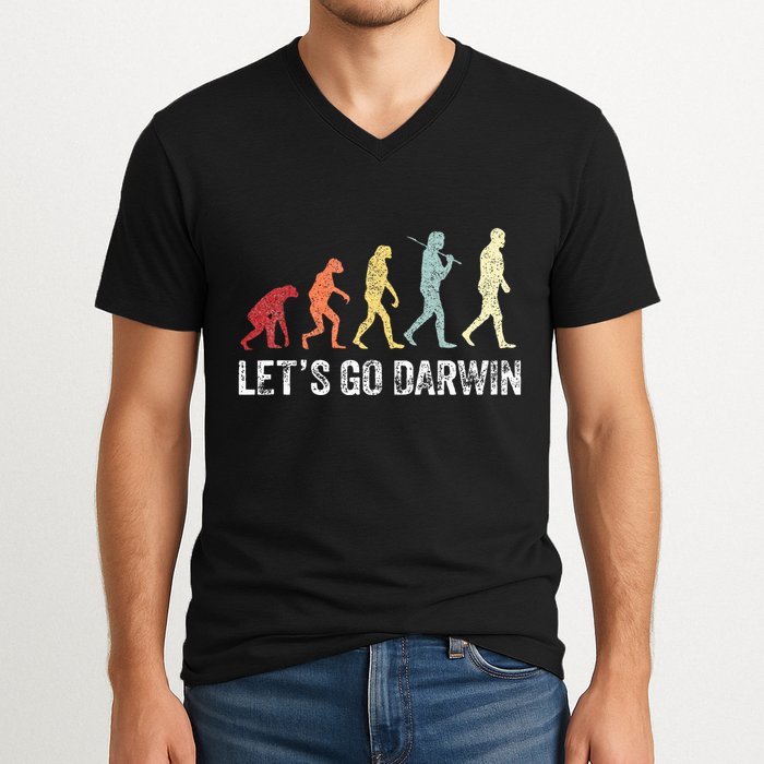Funny LetS Go Darwin Charles Darwin Quote Evolution V-Neck T-Shirt
