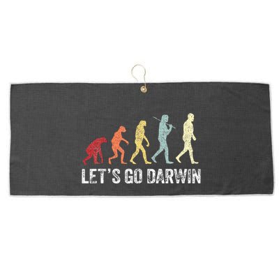 Funny LetS Go Darwin Charles Darwin Quote Evolution Large Microfiber Waffle Golf Towel