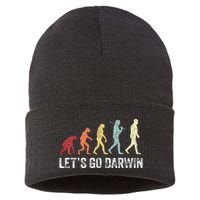 Funny LetS Go Darwin Charles Darwin Quote Evolution Sustainable Knit Beanie