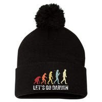 Funny LetS Go Darwin Charles Darwin Quote Evolution Pom Pom 12in Knit Beanie