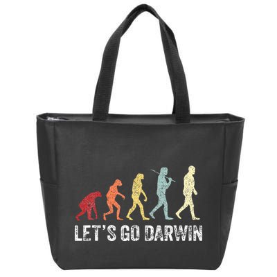 Funny LetS Go Darwin Charles Darwin Quote Evolution Zip Tote Bag