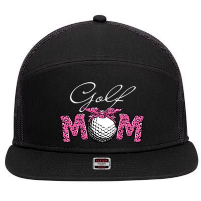 Funny Leopard Golf Mom Sport Love Mother's Day Gift 7 Panel Mesh Trucker Snapback Hat