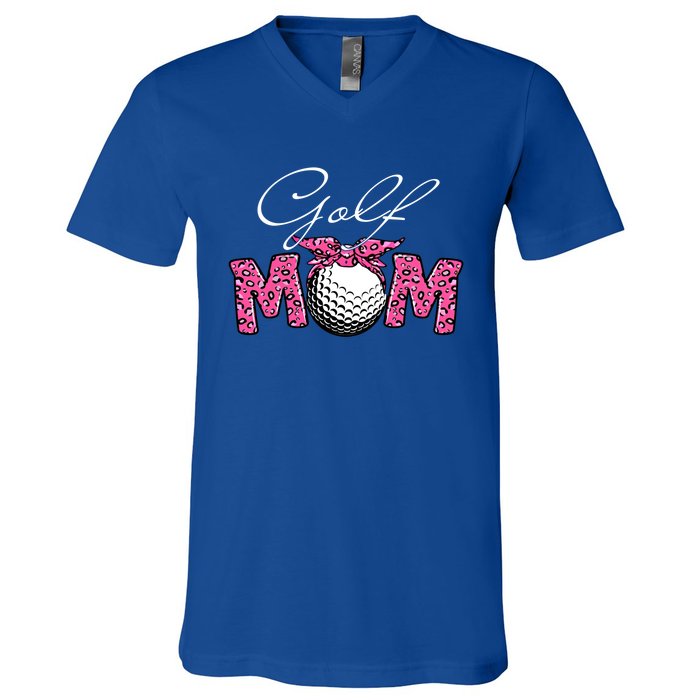 Funny Leopard Golf Mom Sport Love Mother's Day Gift V-Neck T-Shirt