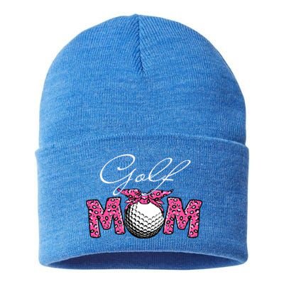 Funny Leopard Golf Mom Sport Love Mother's Day Gift Sustainable Knit Beanie