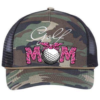 Funny Leopard Golf Mom Sport Love Mother's Day Gift Retro Rope Trucker Hat Cap