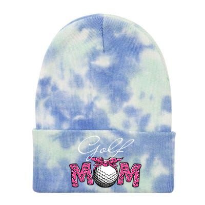 Funny Leopard Golf Mom Sport Love Mother's Day Gift Tie Dye 12in Knit Beanie