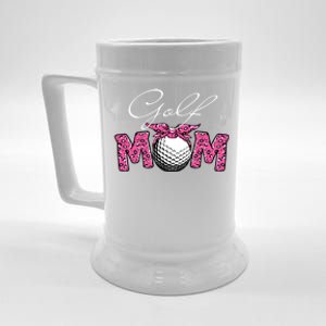 Funny Leopard Golf Mom Sport Love Mother's Day Gift Beer Stein