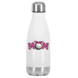 Funny Leopard Golf Mom Sport Love Mother's Day Gift Stainless Steel Insulated Water Bottle