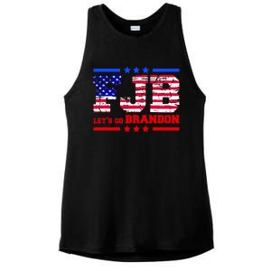 FBJ Lets Go Brandon USA Flag LGB United States Ladies PosiCharge Tri-Blend Wicking Tank