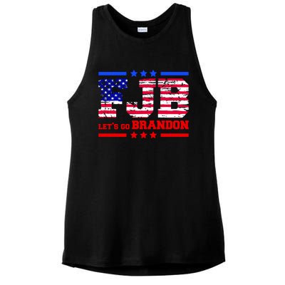 FBJ Lets Go Brandon USA Flag LGB United States Ladies PosiCharge Tri-Blend Wicking Tank