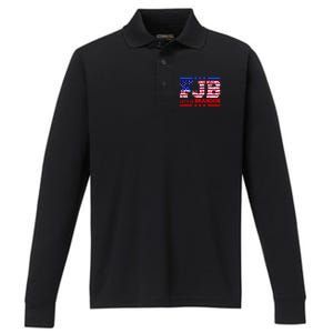 FBJ Lets Go Brandon USA Flag LGB United States Performance Long Sleeve Polo