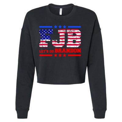 FBJ Lets Go Brandon USA Flag LGB United States Cropped Pullover Crew