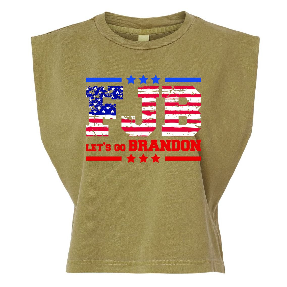 FBJ Lets Go Brandon USA Flag LGB United States Garment-Dyed Women's Muscle Tee