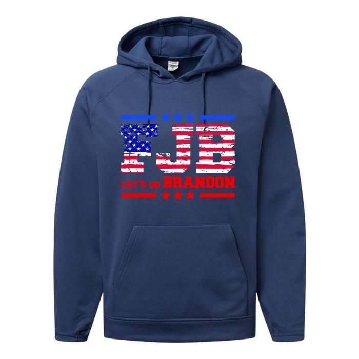 FBJ Lets Go Brandon USA Flag LGB United States Performance Fleece Hoodie