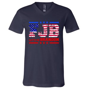 FBJ Lets Go Brandon USA Flag LGB United States V-Neck T-Shirt