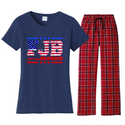 FBJ Lets Go Brandon USA Flag LGB United States Women's Flannel Pajama Set