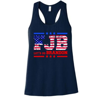 FBJ Lets Go Brandon USA Flag LGB United States Women's Racerback Tank