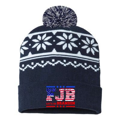 FBJ Lets Go Brandon USA Flag LGB United States USA-Made Snowflake Beanie