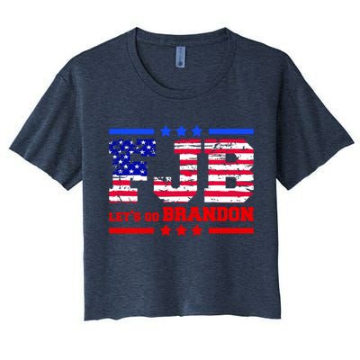 FBJ Lets Go Brandon USA Flag LGB United States Women's Crop Top Tee