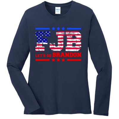 FBJ Lets Go Brandon USA Flag LGB United States Ladies Long Sleeve Shirt