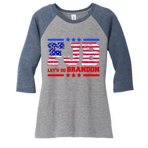 FBJ Lets Go Brandon USA Flag LGB United States Women's Tri-Blend 3/4-Sleeve Raglan Shirt