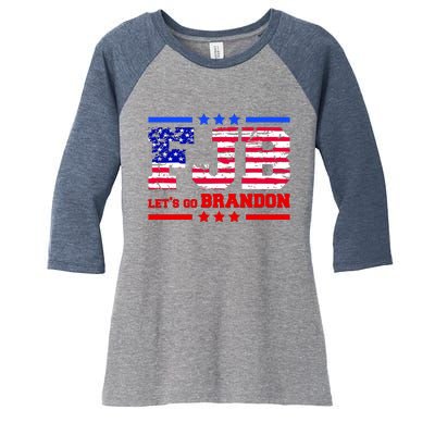 FBJ Lets Go Brandon USA Flag LGB United States Women's Tri-Blend 3/4-Sleeve Raglan Shirt