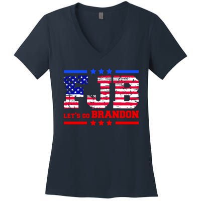 FBJ Lets Go Brandon USA Flag LGB United States Women's V-Neck T-Shirt