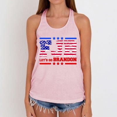 FBJ Lets Go Brandon USA Flag LGB United States Women's Knotted Racerback Tank